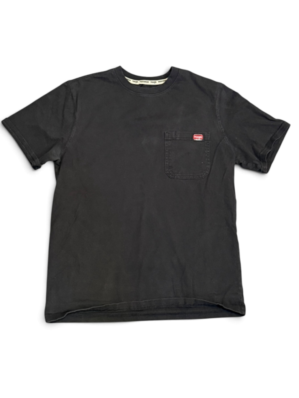 Wrangler Mens Workwear Pocket T Shirt Black Short Sleeve Crew Neck Sz M - Picture 2 of 6
